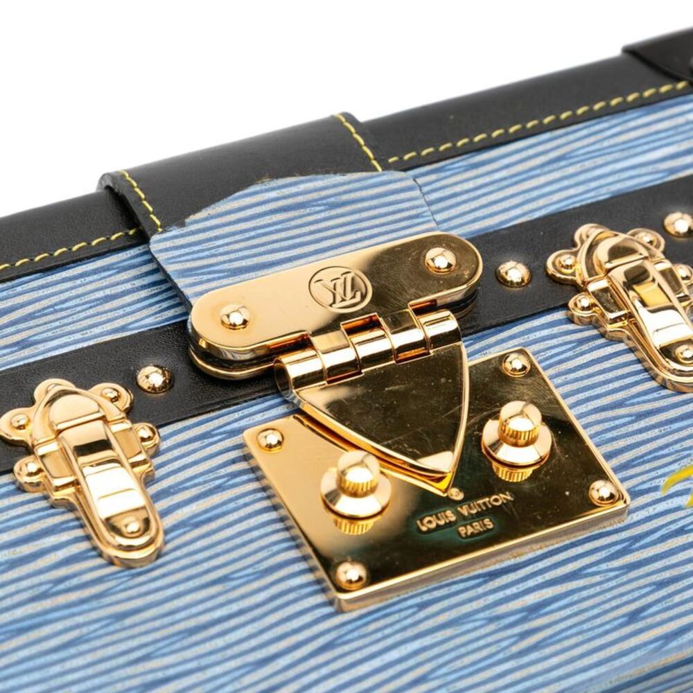 Pre Loved louis vuitton Trunk Clutch Epi Leather Bag Women Blue Crossbody Bags - Picture 7 of 8
